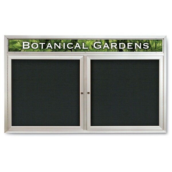 United Visual Products Indoor Enclosed Combo Board, 42"x32", Black Frame/Blue & Cork UVCB4232B-BLUE-CORK - main